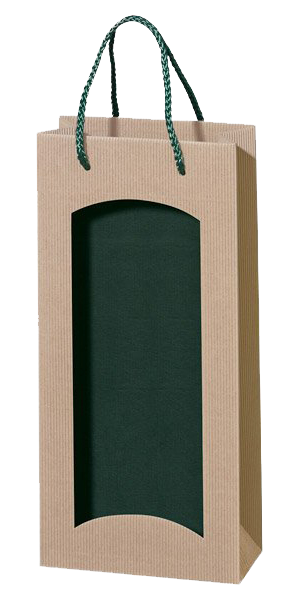 2er Papiertüte natur/grün mit Sichtfenster TU 2651
